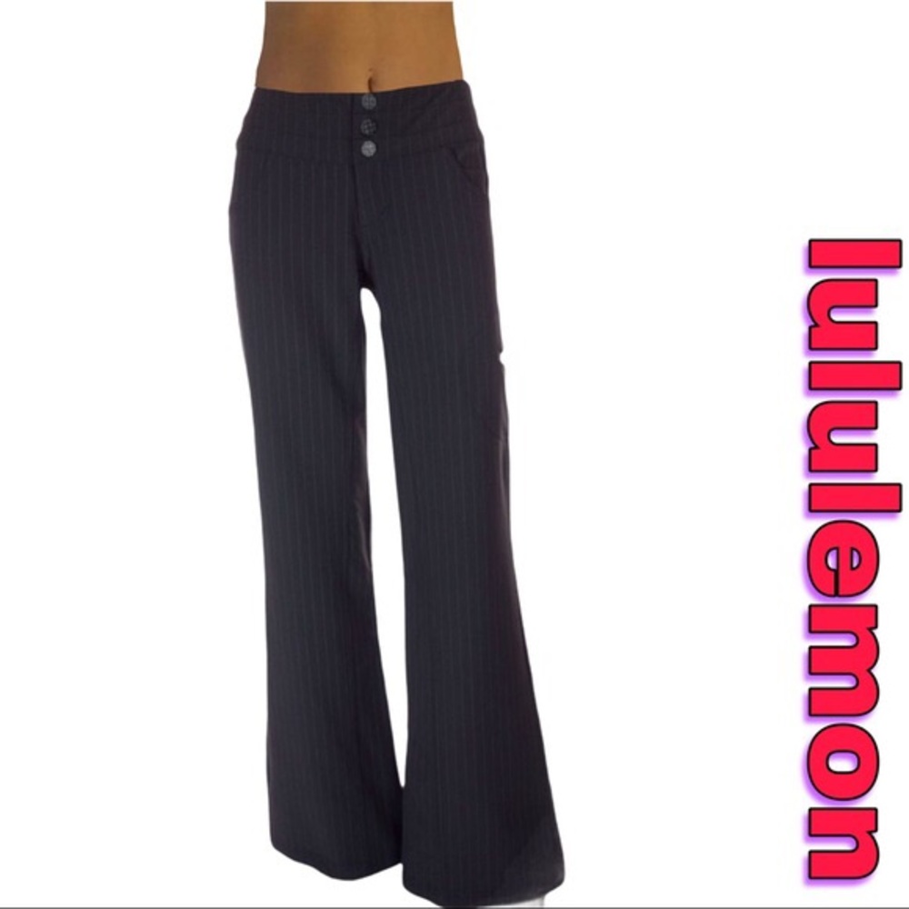 lululemon athletica Dark Brown Pinstripe Wide-Leg Track Pants